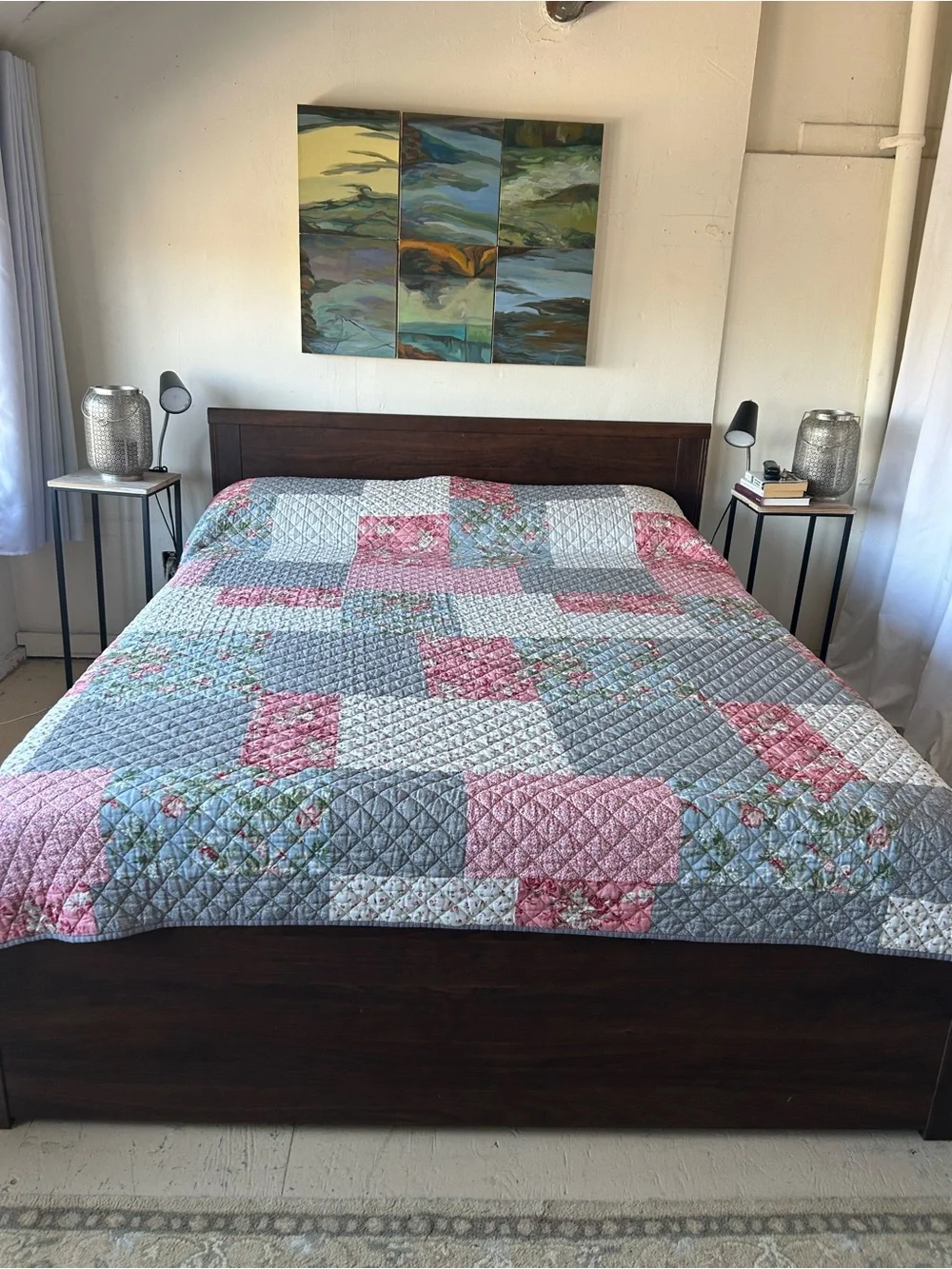 Patchwork Queen Quilt Bedspread Print Floral Lightweight Reversible#0627246